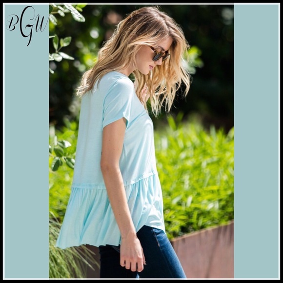 🌺🆕5⭐️Short Sleeve Ruffle Bottom Top - Picture 2 of 4